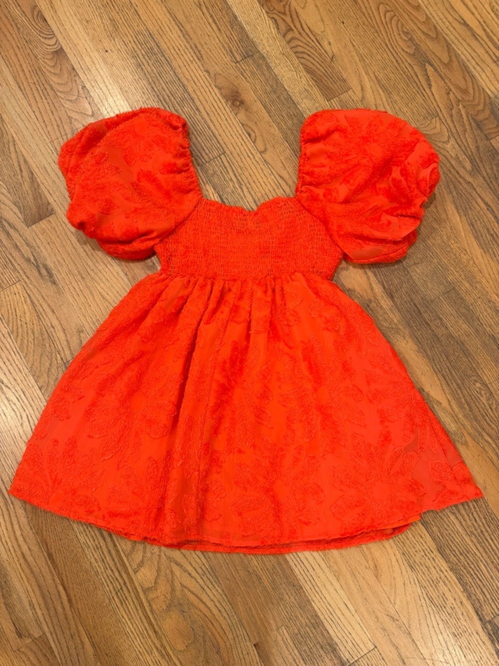 Future Collective Orange Puff Sleeve Mini Dress Top - Picture 6 of 6